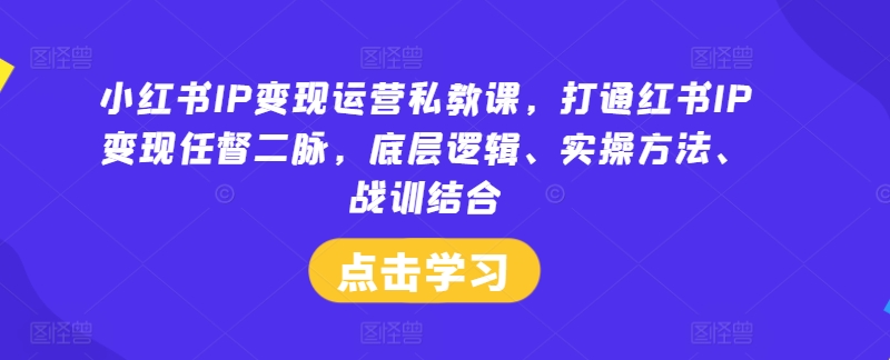 小红书IP变现运营私教课，打通红书IP变现任督二脉，底层逻辑、实操方法、战训结合壹学湾 - 一站式在线学习平台，专注职业技能提升与知识成长壹学湾