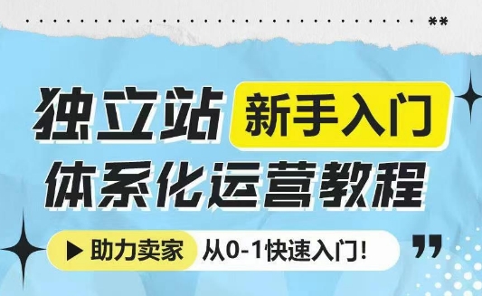 独立站新手入门体系化运营教程，助力独立站卖家从0-1快速入门!壹学湾 - 一站式在线学习平台，专注职业技能提升与知识成长壹学湾