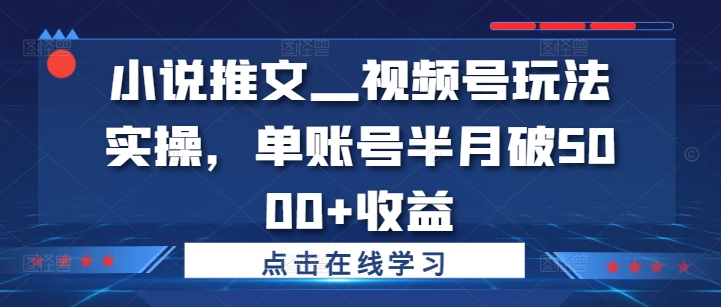 小说推文—视频号玩法实操，单账号半月破5000+收益壹学湾 - 一站式在线学习平台，专注职业技能提升与知识成长壹学湾