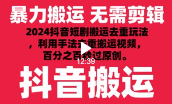 2024最新抖音搬运技术，抖音短剧视频去重，手法搬运，利用工具去重，达到秒过原创的效果【揭秘】壹学湾 - 一站式在线学习平台，专注职业技能提升与知识成长壹学湾