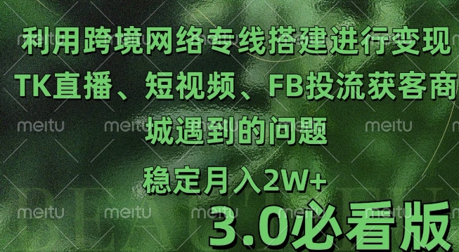 利用跨境电商网络及搭建TK直播、短视频、FB投流获客以及商城遇到的问题进行变现3.0必看版【揭秘】壹学湾 - 一站式在线学习平台，专注职业技能提升与知识成长壹学湾