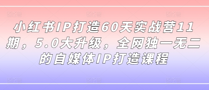 小红书IP打造60天实战营11期，5.0大升级，全网独一无二的自媒体IP打造课程壹学湾 - 一站式在线学习平台，专注职业技能提升与知识成长壹学湾