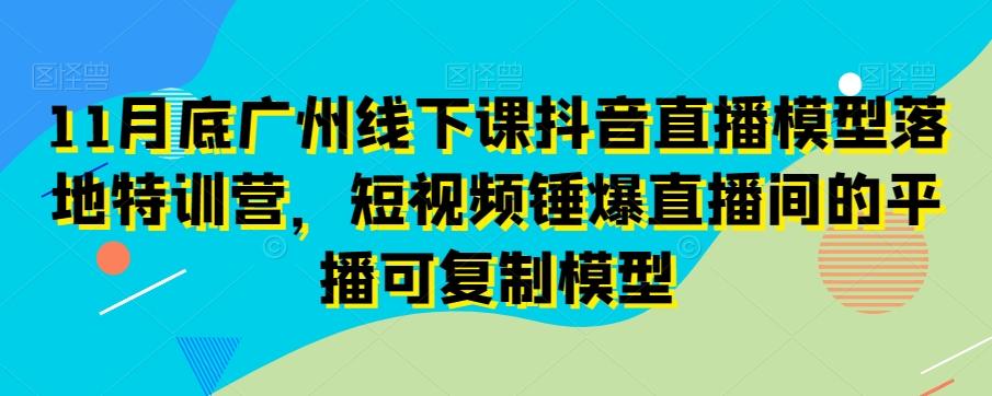 11月底广州线下课抖音直播模型落地特训营，短视频锤爆直播间的平播可复制模型壹学湾 - 一站式在线学习平台，专注职业技能提升与知识成长壹学湾