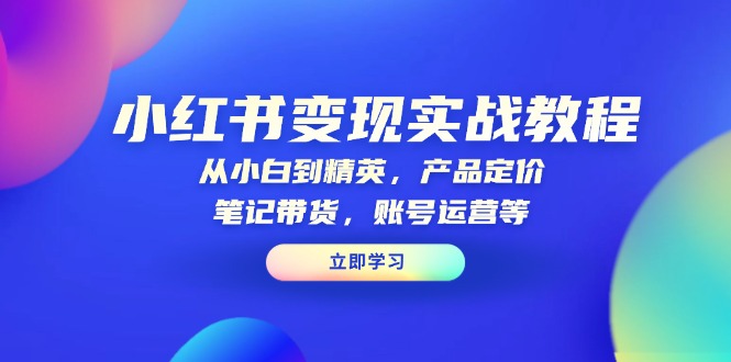 小红书变现实战教程：从小白到精英，产品定价，笔记带货，账号运营等壹学湾 - 一站式在线学习平台，专注职业技能提升与知识成长壹学湾