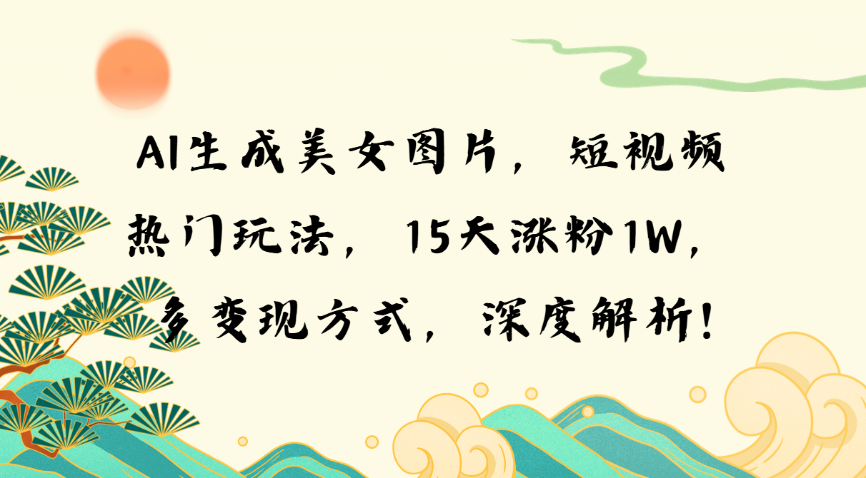 AI生成美女图片，短视频热门玩法，15天涨粉1W，多变现方式，深度解析!壹学湾 - 一站式在线学习平台，专注职业技能提升与知识成长壹学湾