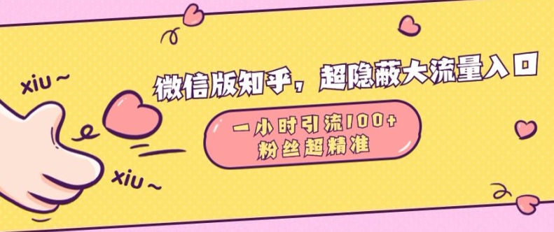 微信版知乎，超隐蔽流量入口1小时引流100人，粉丝质量超高【揭秘】壹学湾 - 一站式在线学习平台，专注职业技能提升与知识成长壹学湾