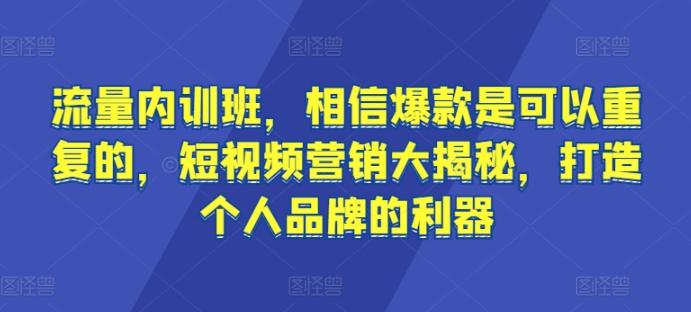 流量内训班，相信爆款是可以重复的，短视频营销大揭秘，打造个人品牌的利器壹学湾 - 一站式在线学习平台，专注职业技能提升与知识成长壹学湾