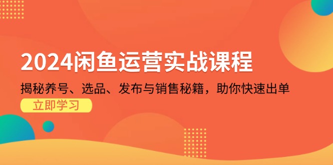 2024闲鱼运营实战课程：揭秘养号、选品、发布与销售秘籍，助你快速出单壹学湾 - 一站式在线学习平台，专注职业技能提升与知识成长壹学湾