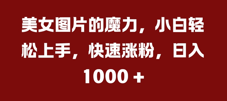 美女图片的魔力，小白轻松上手，快速涨粉，日入几张【揭秘】壹学湾 - 一站式在线学习平台，专注职业技能提升与知识成长壹学湾