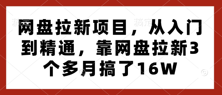 网盘拉新项目，从入门到精通，靠网盘拉新3个多月搞了16W壹学湾 - 一站式在线学习平台，专注职业技能提升与知识成长壹学湾