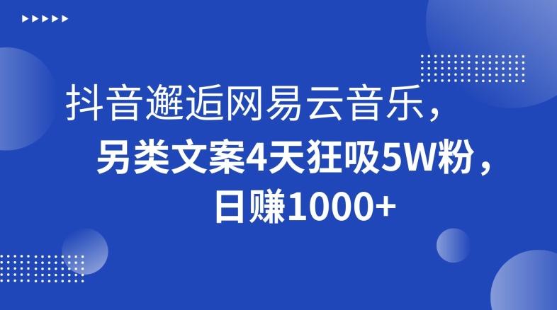 抖音邂逅网易云音乐，另类文案4天狂吸5W粉，日赚1000+【揭秘】壹学湾 - 一站式在线学习平台，专注职业技能提升与知识成长壹学湾