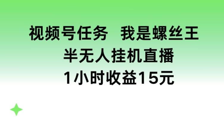 视频号任务，我是螺丝王， 半无人挂机1小时收益15元【揭秘】壹学湾 - 一站式在线学习平台，专注职业技能提升与知识成长壹学湾