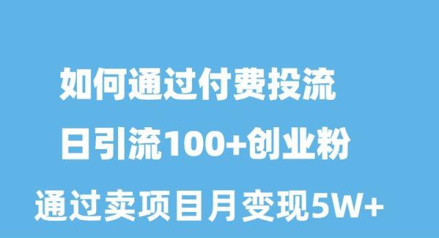 如何通过付费投流日引流100+创业粉月变现5W+壹学湾 - 一站式在线学习平台，专注职业技能提升与知识成长壹学湾