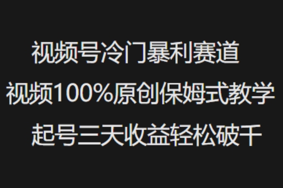 视频号冷门暴利赛道视频100%原创保姆式教学起号三天收益轻松破千壹学湾 - 一站式在线学习平台，专注职业技能提升与知识成长壹学湾