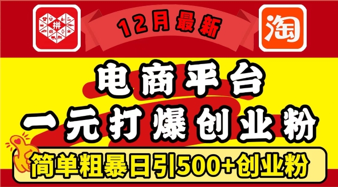 12月最新：电商平台1元打爆创业粉，简单粗暴日引500+精准创业粉，轻松月入过W【揭秘】壹学湾 - 一站式在线学习平台，专注职业技能提升与知识成长壹学湾