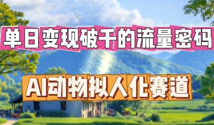 单日变现破k的流量密码,AI动物拟人化赛道-百创源-全网首发各大平台项目资源、专注分享新出网上vip赚钱方法、vip课程视频教程、付费网络课程以及网赚培训,学习引流、建站、赚钱等,学项目技术从这里开始!