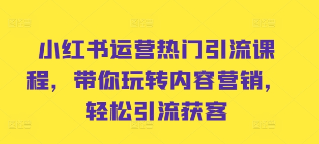 小红书运营热门引流课程，带你玩转内容营销，轻松引流获客壹学湾 - 一站式在线学习平台，专注职业技能提升与知识成长壹学湾