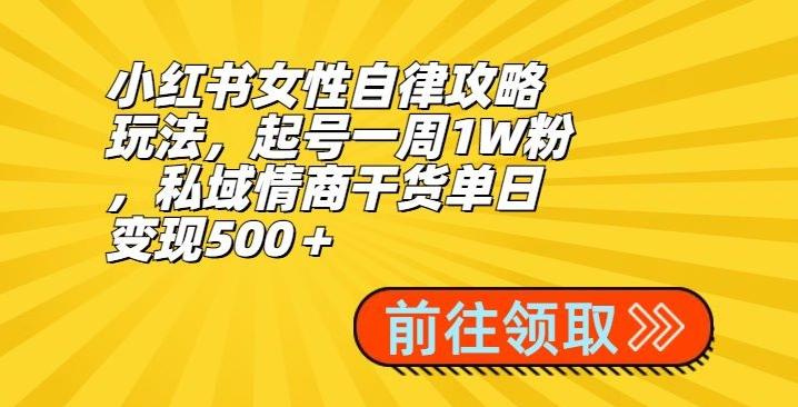 小红书女性自律攻略玩法，起号一周1W粉，私域情商干货单日变现500＋壹学湾 - 一站式在线学习平台，专注职业技能提升与知识成长壹学湾