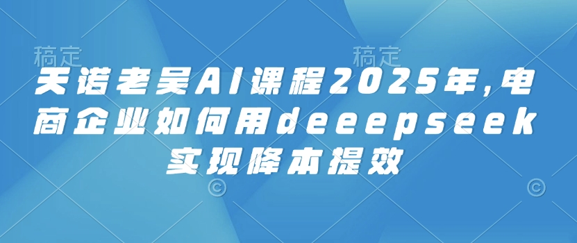 天诺老吴AI课程2025年，电商企业如何用deeepseek实现降本提效壹学湾 - 一站式在线学习平台，专注职业技能提升与知识成长壹学湾