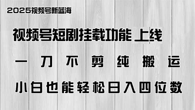 视频号短剧挂载功能上线，一刀不剪纯搬运，小白也能轻松日入四位数壹学湾 - 一站式在线学习平台，专注职业技能提升与知识成长壹学湾