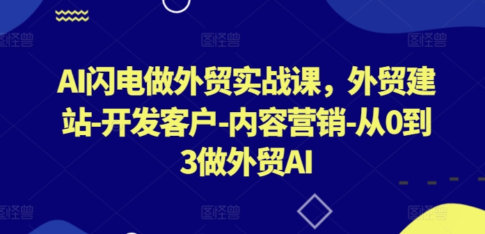 AI闪电做外贸实战课，​外贸建站-开发客户-内容营销-从0到3做外贸AI(更新)壹学湾 - 一站式在线学习平台，专注职业技能提升与知识成长壹学湾