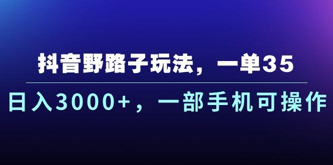 抖音野路子玩法，一单35.日入3000+，一部手机可操作壹学湾 - 一站式在线学习平台，专注职业技能提升与知识成长壹学湾