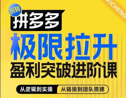 拼多多极限拉升盈利突破进阶课，​从算法到玩法，从玩法到团队搭建，体系化系统性帮助商家实现利润提升壹学湾 - 一站式在线学习平台，专注职业技能提升与知识成长壹学湾