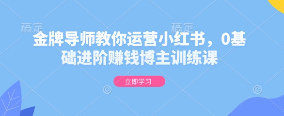 金牌导师教你运营小红书，0基础进阶赚钱博主训练课壹学湾 - 一站式在线学习平台，专注职业技能提升与知识成长壹学湾