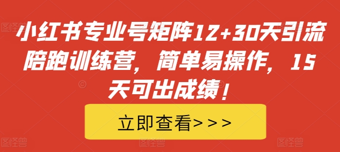 小红书专业号矩阵12+30天引流陪跑训练营，简单易操作，15天可出成绩!壹学湾 - 一站式在线学习平台，专注职业技能提升与知识成长壹学湾