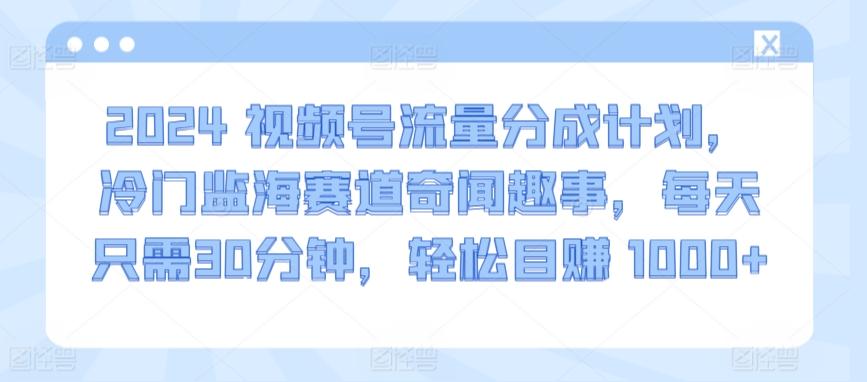 2024视频号流量分成计划，冷门监海赛道奇闻趣事，每天只需30分钟，轻松目赚 1000+【揭秘】壹学湾 - 一站式在线学习平台，专注职业技能提升与知识成长壹学湾