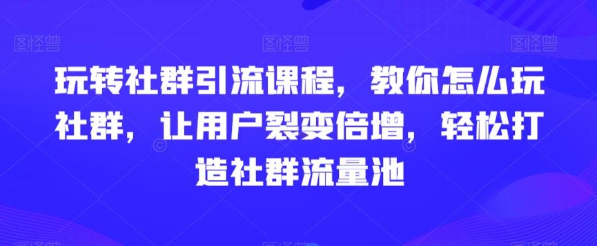 玩转社群引流课程，教你怎么玩社群，让用户裂变倍增，轻松打造社群流量池壹学湾 - 一站式在线学习平台，专注职业技能提升与知识成长壹学湾