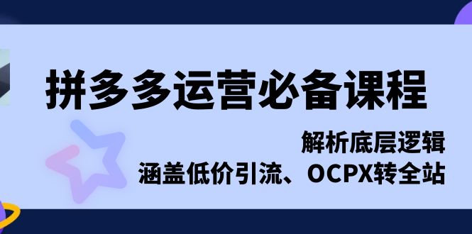 拼多多运营必备课程，解析底层逻辑，涵盖低价引流、OCPX转全站壹学湾 - 一站式在线学习平台，专注职业技能提升与知识成长壹学湾