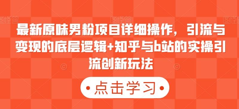 最新原味男粉项目详细操作，引流与变现的底层逻辑+知乎与b站的实操引流创新玩法壹学湾 - 一站式在线学习平台，专注职业技能提升与知识成长壹学湾