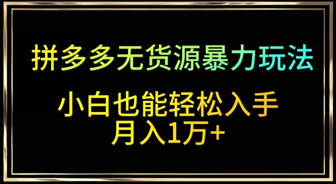 拼多多无货源暴力玩法，全程干货，小白也能轻松入手，月入1万+【揭秘】壹学湾 - 一站式在线学习平台，专注职业技能提升与知识成长壹学湾