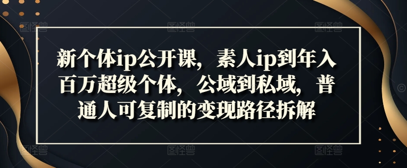 新个体ip公开课，素人ip到年入百万超级个体，公域到私域，普通人可复制的变现路径拆解壹学湾 - 一站式在线学习平台，专注职业技能提升与知识成长壹学湾