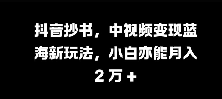 抖音抄书，中视频变现蓝海新玩法，小白亦能月入 过W【揭秘】壹学湾 - 一站式在线学习平台，专注职业技能提升与知识成长壹学湾