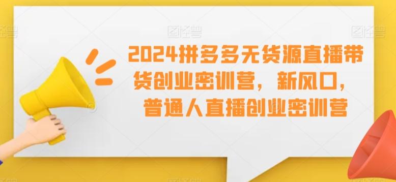 2024拼多多无货源直播带货创业密训营，新风口，普通人直播创业密训营壹学湾 - 一站式在线学习平台，专注职业技能提升与知识成长壹学湾