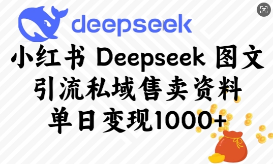 小红书Deepseek图文引流私域售卖资料，单日变现多张壹学湾 - 一站式在线学习平台，专注职业技能提升与知识成长壹学湾