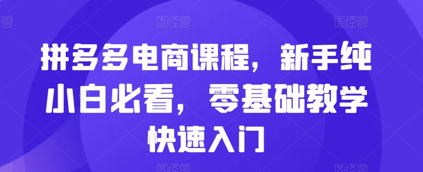 拼多多电商课程，新手纯小白必看，零基础教学快速入门壹学湾 - 一站式在线学习平台，专注职业技能提升与知识成长壹学湾