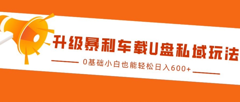 升级暴利车载U盘私域玩法，0基础小白也能轻松日入多张【揭秘】壹学湾 - 一站式在线学习平台，专注职业技能提升与知识成长壹学湾