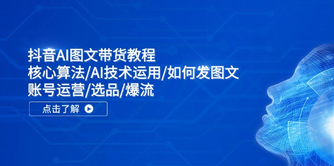 抖音AI图文带货教程：核心算法/AI技术运用/如何发图文/账号运营/选品/爆流壹学湾 - 一站式在线学习平台，专注职业技能提升与知识成长壹学湾