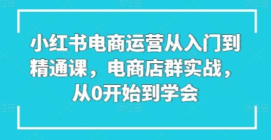 小红书电商运营从入门到精通课，电商店群实战，从0开始到学会壹学湾 - 一站式在线学习平台，专注职业技能提升与知识成长壹学湾