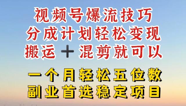 视频号爆流技巧，分成计划轻松变现，搬运 +混剪就可以，一个月轻松五位数稳定项目【揭秘】壹学湾 - 一站式在线学习平台，专注职业技能提升与知识成长壹学湾