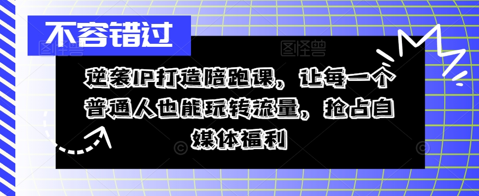 逆袭IP打造陪跑课，让每一个普通人也能玩转流量，抢占自媒体福利壹学湾 - 一站式在线学习平台，专注职业技能提升与知识成长壹学湾